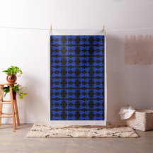Blauw en zwart silhouet Roos op katoenen stof