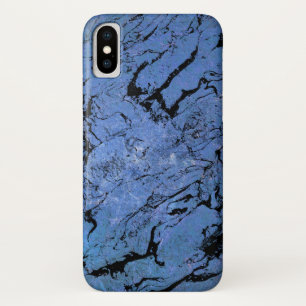 Blauw en zwart werveling marmeren patroon iPhone x hoesje