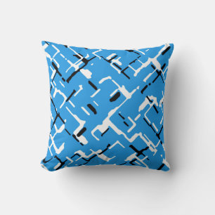 Blauw en zwart wit Abstract patroon Kussen