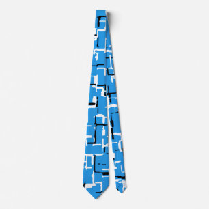 Blauw en zwart wit Abstract patroon Stropdas