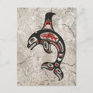 Blauw en zwarte Haida Spirit Killer Whale Briefkaart