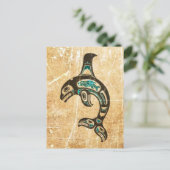 Blauw en zwarte Haida Spirit Killer Whale Briefkaart (Staand voorkant)