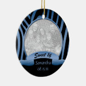 Blauw en zwarte Zebra zoet 16 Ornament (Rechts)