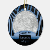 Blauw en zwarte Zebra zoet 16 Ornament (Links)