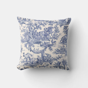 Blauw Engels - Frans Toile Klassieke Elegantie Kussen