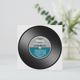 Blauw etiket Vinyl Record 50e verjaardag Kaart