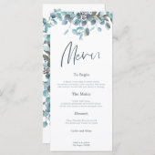 Blauw Eucalyptus laat stijlvol script bruiloft Menu (Voorkant / Achterkant)