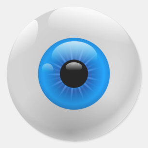 BLAUW EYE BALL RONDE STICKER