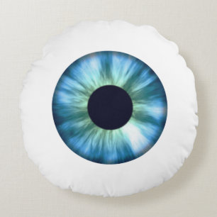 Blauw Eyeball Rond Kussen