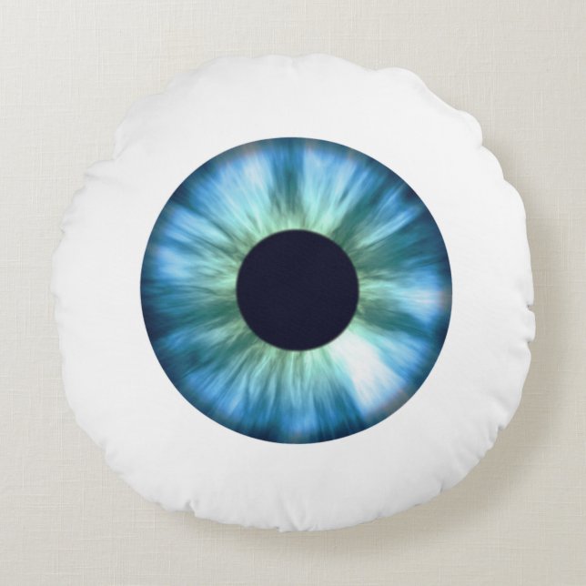 Blauw Eyeball Rond Kussen (Voorkant)