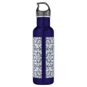 Blauw Fancy Floral Graphic Pattern Waterfles (Achterkant)