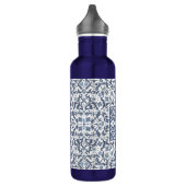 Blauw Fancy Floral Graphic Pattern Waterfles (Links)