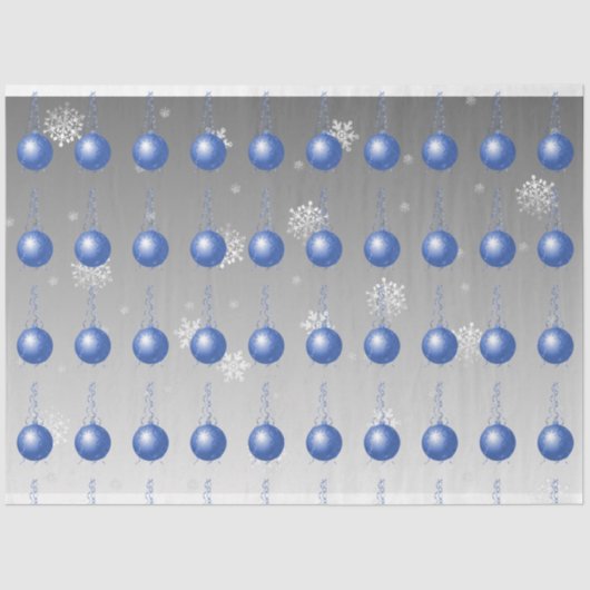 Blauw Fancy kerstboompapier Tissuepapier (Voorkant)