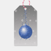 Blauw Fancy kerstornament Gift Label Cadeaulabel (Achterkant)
