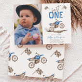 Blauw Fast One Dirt Bike Uitnodiging
