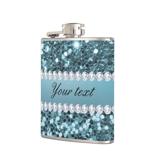 blauw Faux Glitter en Diamonds Heupfles (Links)