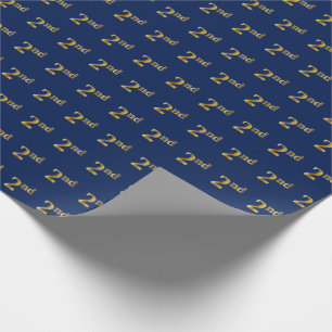 Blauw, Faux Gold 2e (tweede) Event Wrapping Paper Cadeaupapier