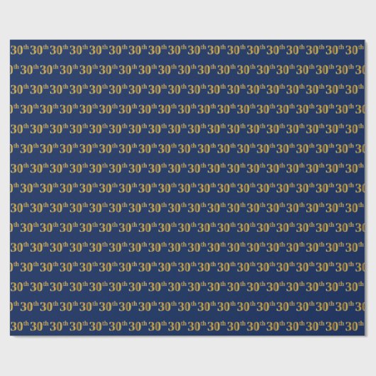 Blauw, Faux Gold 30ste (dertigste) Evenement Cadeaupapier (Vlak)
