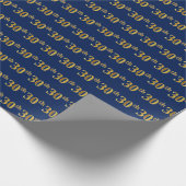 Blauw, Faux Gold 30ste (dertigste) Evenement Cadeaupapier (Hoek)