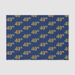 Blauw, Faux Gold 40th (veertigste) Event Tissue Pa Tissuepapier