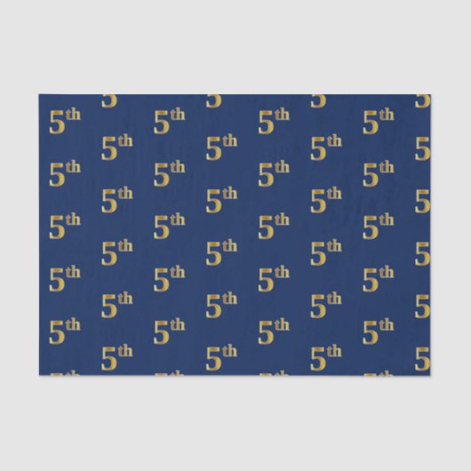 Blauw, Faux Gold 5th (vijfde) Event Tissue Paper Tissuepapier (Voorkant)