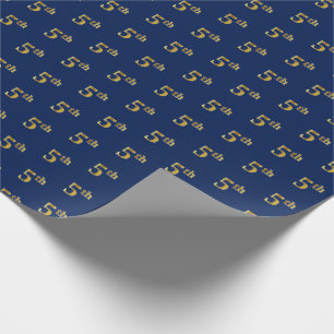 Blauw, Faux Gold 5th (vijfde) Event Wrapping Paper Cadeaupapier