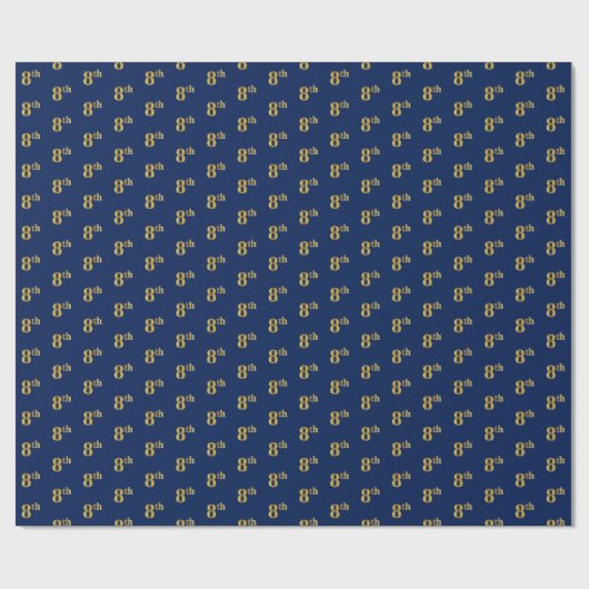 Blauw, Faux Gold 8th (achtste) Event Wrapping Pape Cadeaupapier (Vlak)