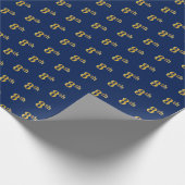 Blauw, Faux Gold 8th (achtste) Event Wrapping Pape Cadeaupapier (Hoek)