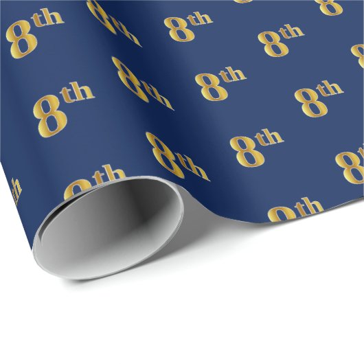 Blauw, Faux Gold 8th (achtste) Event Wrapping Pape Cadeaupapier (Rol Hoek)