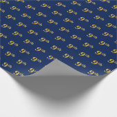 Blauw, Faux Gold 9th (negende) Event Wrapping Pape Cadeaupapier (Hoek)