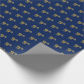 Blauw, Faux Gold 9th (negende) Event Wrapping Pape Cadeaupapier (Hoek)