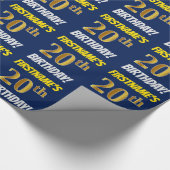 Blauw, Faux/Imitatie Goud, "20e VERJAARDAG" Cadeaupapier (Hoek)