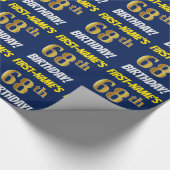 Blauw, Faux/Imitation Gold, "68th BIRTHDAY" Cadeaupapier (Hoek)