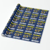 Blauw, Faux/Imitation Gold, "69th BIRTHDAY" Cadeaupapier (Uitgerold)