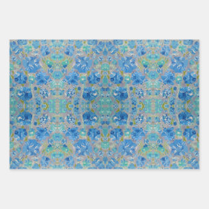 Blauw feestelijk bloemverpakkings papier inpakpapier vel