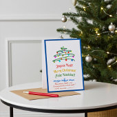 Blauw Feestelijke Meertalige Vrolijk Kerstfeest en Feestdagenkaart