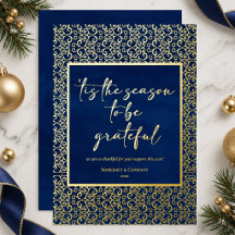 Blauw Festieve Zakelijke Kerstkaart met Goud Folie