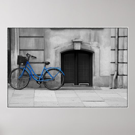 Blauw fietsenPoster Poster (Voorkant)