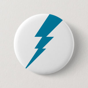 Blauw Flash-bliksembolt Ronde Button 5,7 Cm