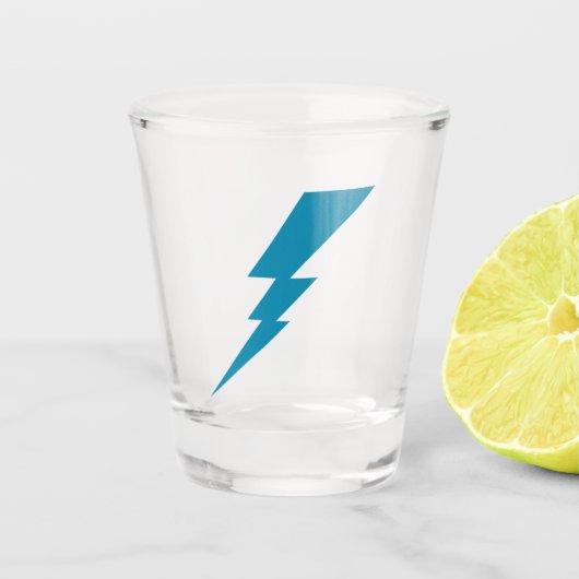 Blauw Flash-bliksembolt Shot Glas (Voorkant)