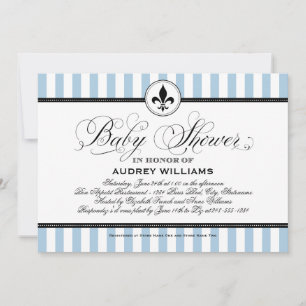  Blauw Fleur de Lis Frans Baby shower Kaart