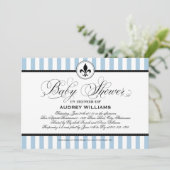  Blauw Fleur de Lis Frans Baby shower Kaart (Staand voorkant)