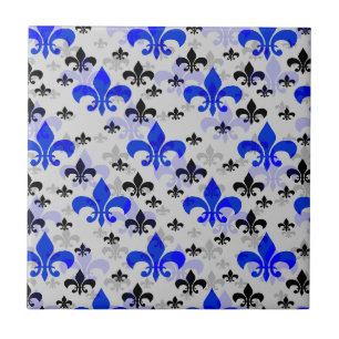 Blauw Fleur De Lis oppervlakpatroon ontwerp Tegeltje