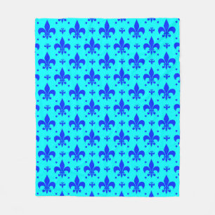 Blauw Fleur-de-lis Patroonontwerp Fleece Deken