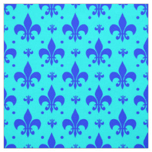 Blauw Fleur-de-lis Patroonontwerp Stof