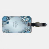 Blauw Floral Bagagelabel (Achterkant horizontaal)