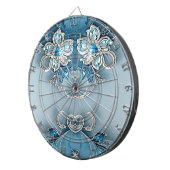 Blauw  Floral Dartboard Dartbord (Voorkant Rechts)