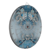 Blauw Floral Dartboard Dartbord (Voorkant Links)
