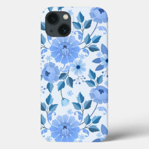 blauw Floral Design cadeau dochter iPhone 13 Hoesje