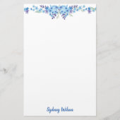 Blauw floral note papier (Voorkant)